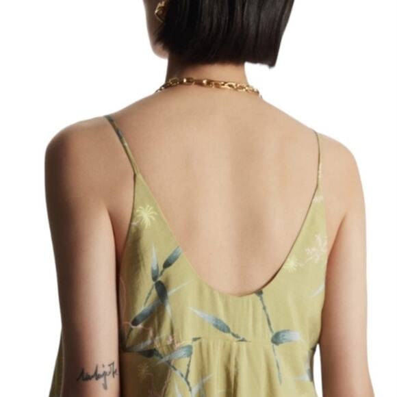 NWT COS Cotton Green Floral Multi Voluminous Midi Vacation Cocktail Dress Size 2 - Picture 2 of 15